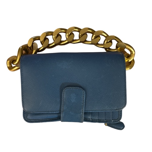 Prada | Bags | Wallets | Blue Saffiano Leather Bifold Wallet Unbranded Chain - Picture 2 of 7